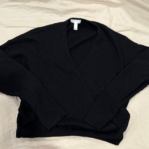 Leith Black V-Neck Women's Sweater s